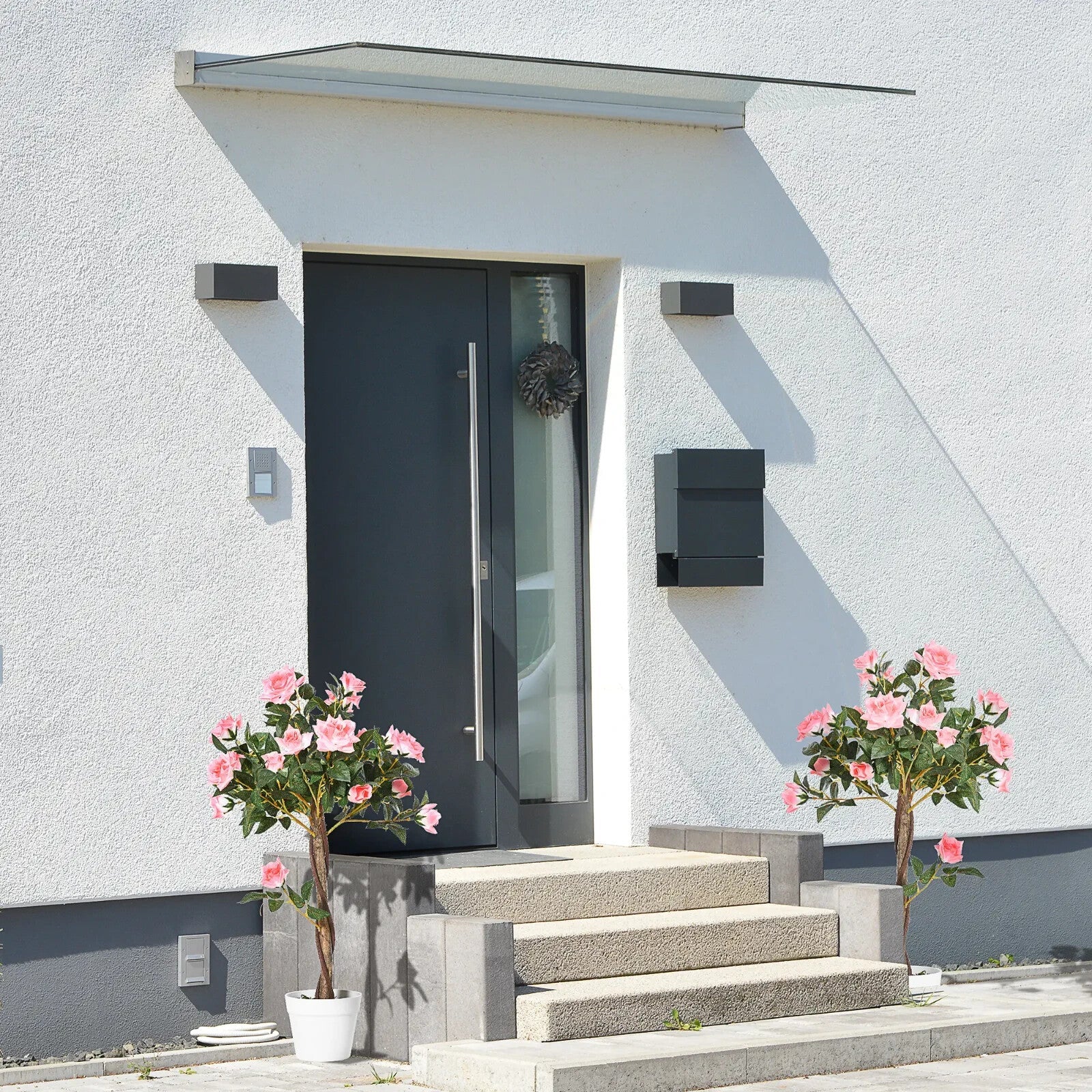 Set of 2 Artificial Rose Plant in Pots 90cm Fake Flower for Indoor Outdoor Decor - Home and Garden Furniture Shop - rustic - furniture