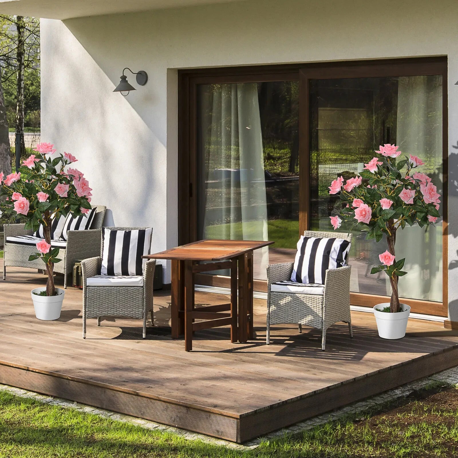 Set of 2 Artificial Rose Plant in Pots 90cm Fake Flower for Indoor Outdoor Decor - Home and Garden Furniture Shop - rustic - furniture