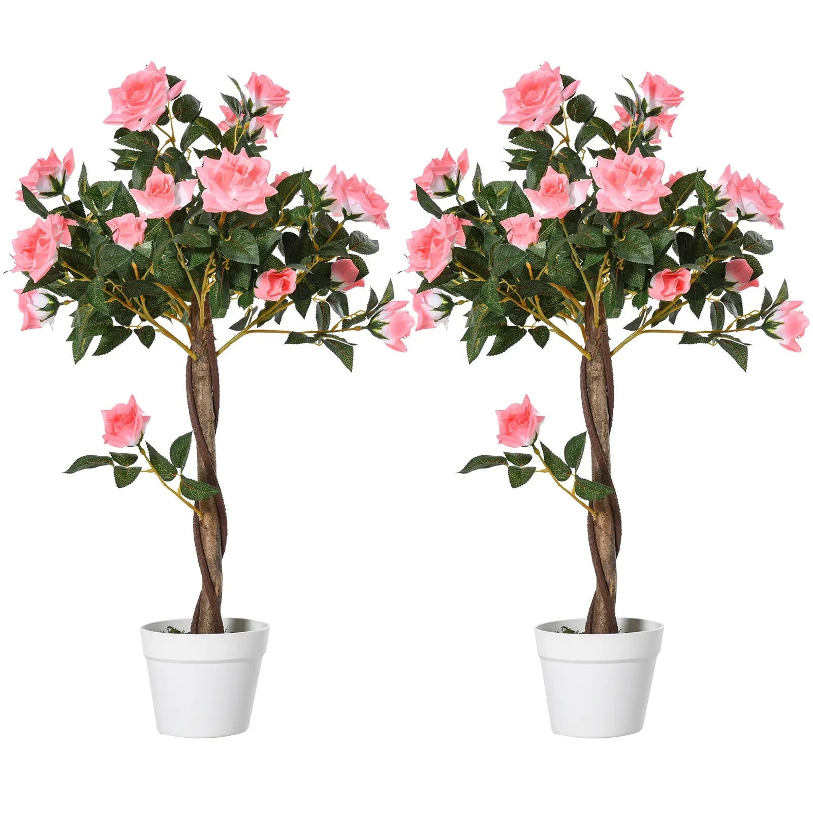 Set of 2 Artificial Rose Plant in Pots 90cm Fake Flower for Indoor Outdoor Decor - Home and Garden Furniture Shop - rustic - furniture