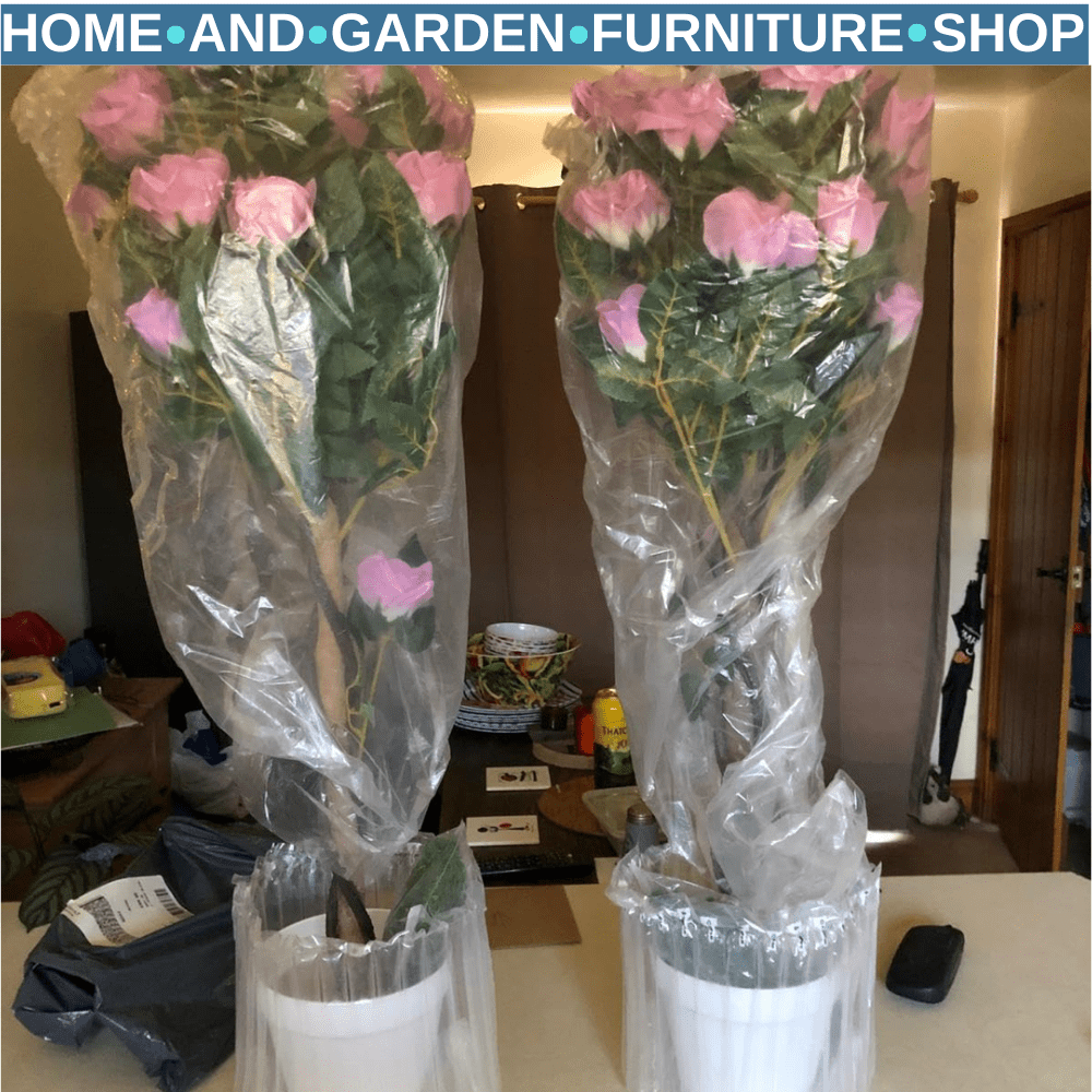 Set of 2 Artificial Rose Plant in Pots 90cm Fake Flower for Indoor Outdoor Decor - Home and Garden Furniture Shop - rustic - furniture