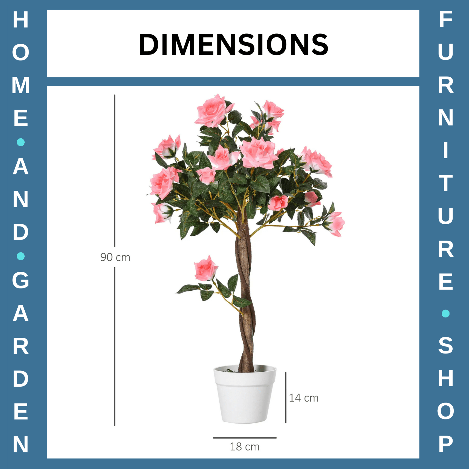 Set of 2 Artificial Rose Plant in Pots 90cm Fake Flower for Indoor Outdoor Decor - Home and Garden Furniture Shop - rustic - furniture