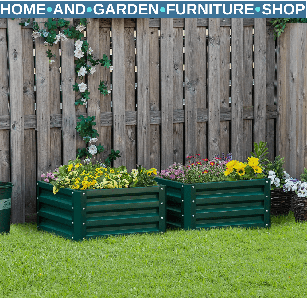 Set of 2 Elevated Galvanised Garden Bed Planter Boxes 60x60x30.5cm for Flowers - Home and Garden Furniture Shop - #rustic - furniture#
