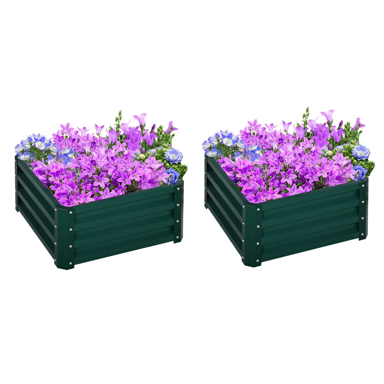 Set of 2 Elevated Galvanised Garden Bed Planter Boxes 60x60x30.5cm for Flowers - Home and Garden Furniture Shop - #rustic - furniture#