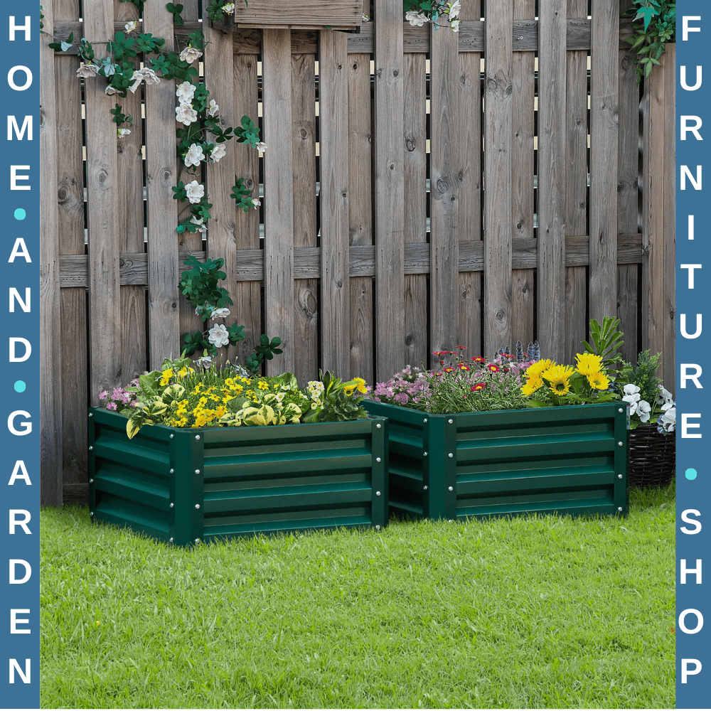 Set of 2 Elevated Galvanised Garden Bed Planter Boxes 60x60x30.5cm for Flowers - Home and Garden Furniture Shop - #rustic - furniture#