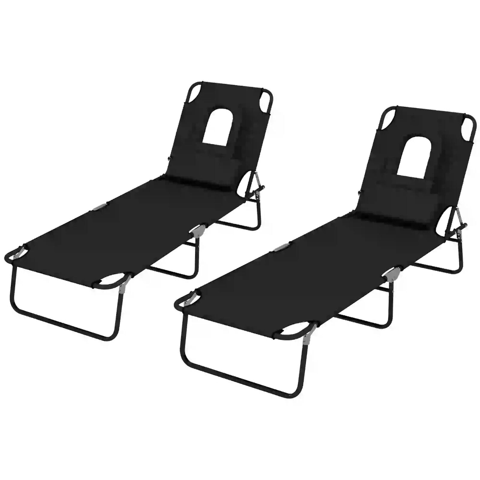 Set of 2 Foldable Outdoor Reclining Sun Lounger Chairs with Adjustable Backrest - Home and Garden Furniture Shop - #rustic - furniture#