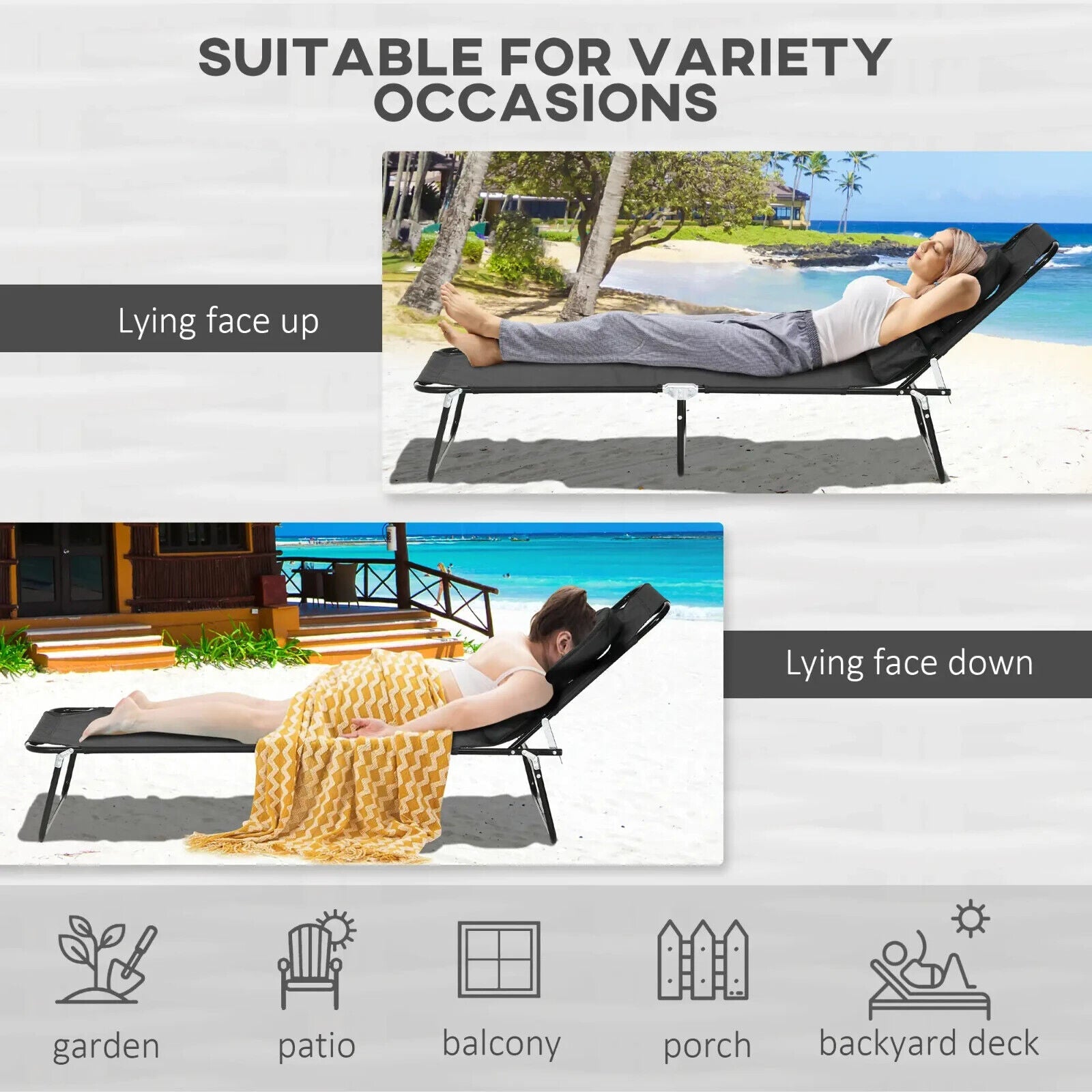 Set of 2 Foldable Outdoor Reclining Sun Lounger Chairs with Adjustable Backrest - Home and Garden Furniture Shop - #rustic - furniture#