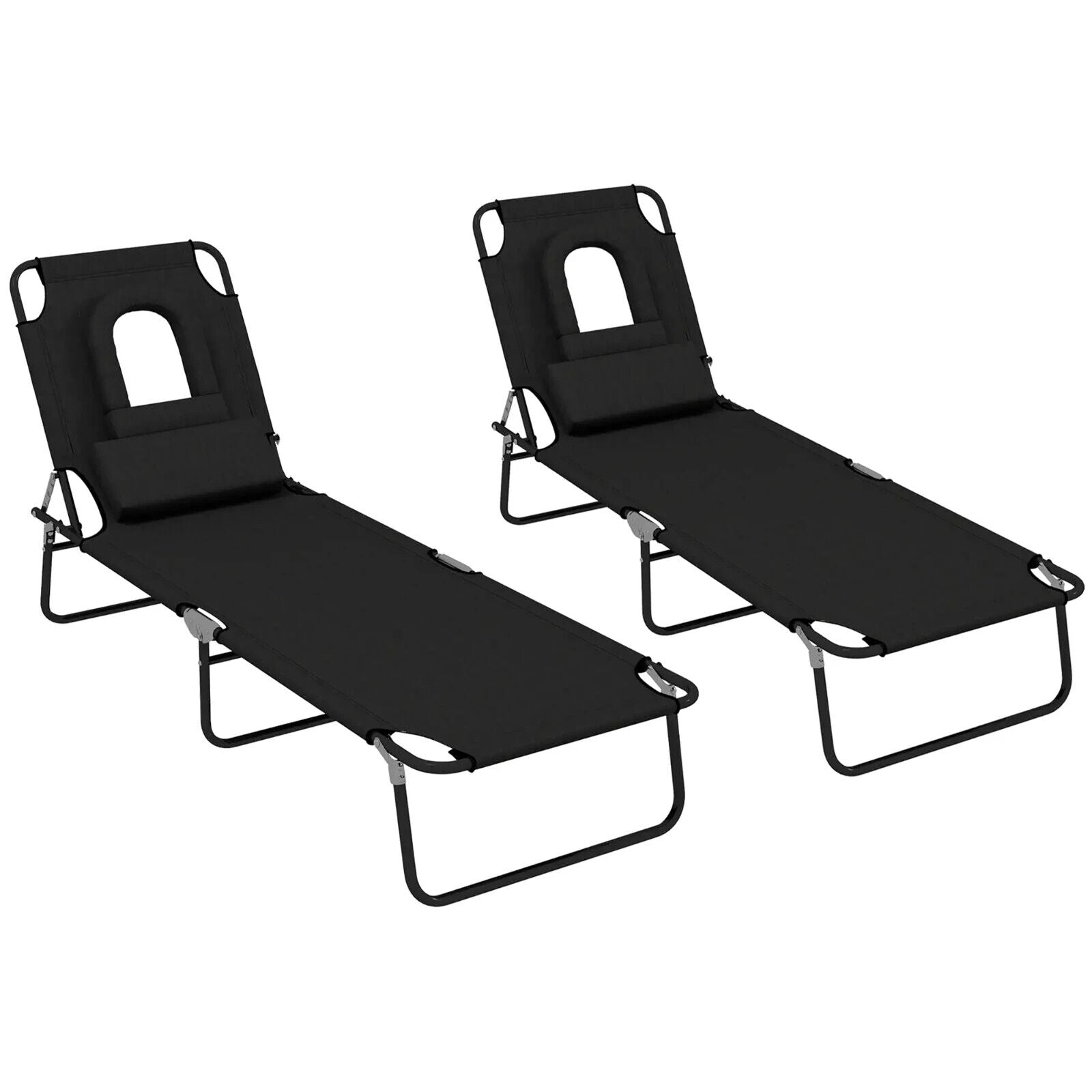 Set of 2 Foldable Outdoor Reclining Sun Lounger Chairs with Adjustable Backrest - Home and Garden Furniture Shop - #rustic - furniture#