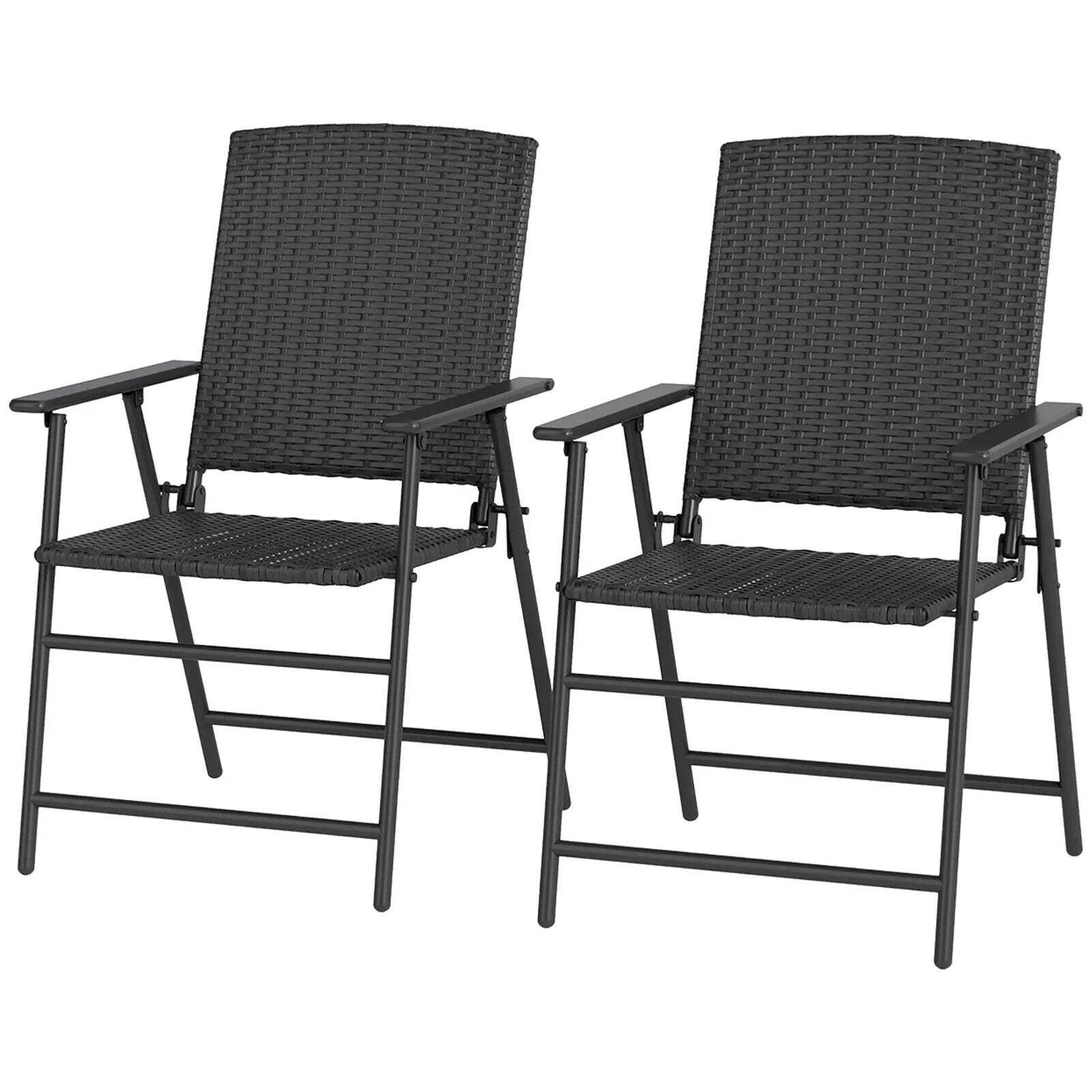 Set of 2 Foldable Rattan Garden Chairs with Armrests - Outdoor Patio Furniture - Home and Garden Furniture Shop - #rustic - furniture#