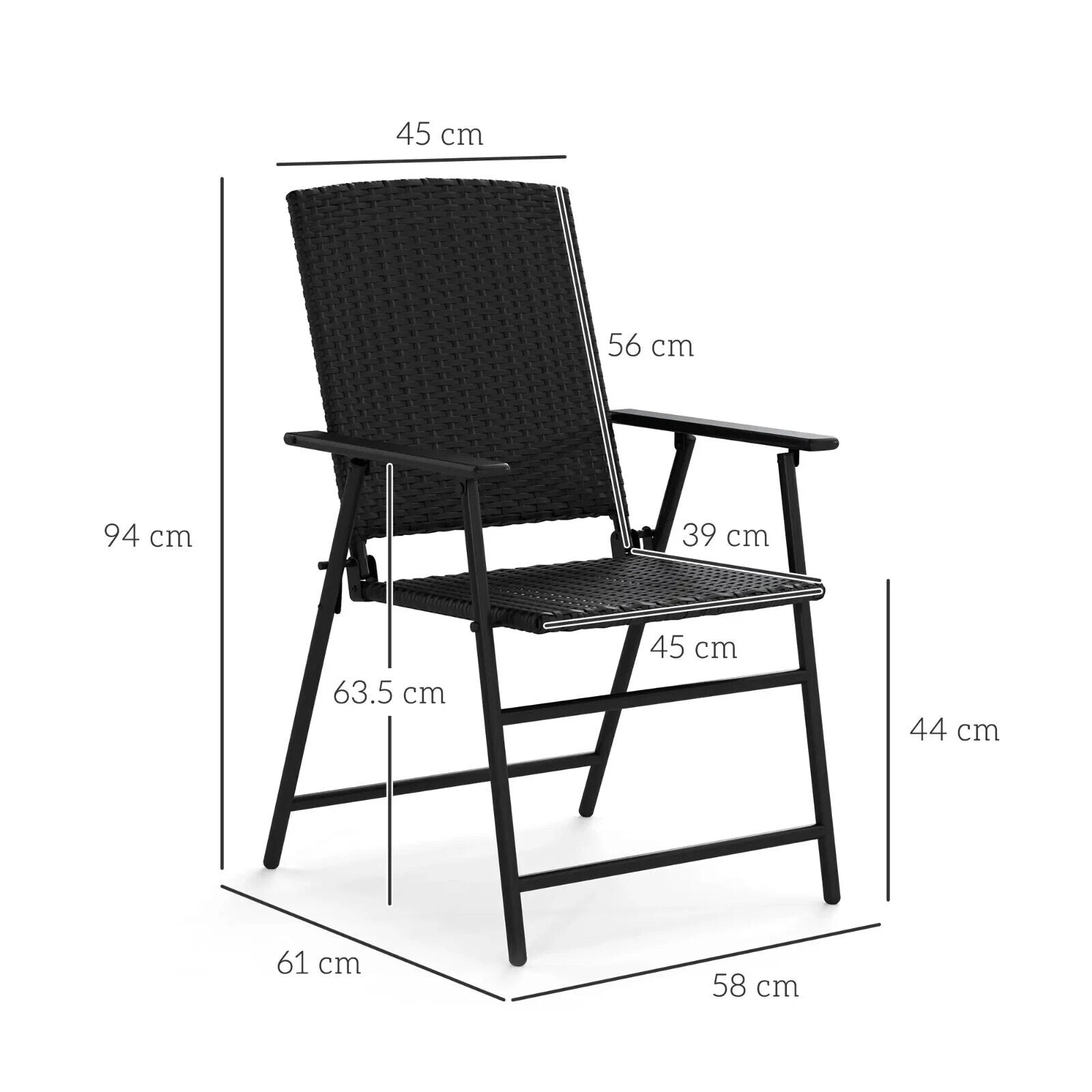 Set of 2 Foldable Rattan Garden Chairs with Armrests - Outdoor Patio Furniture - Home and Garden Furniture Shop - #rustic - furniture#