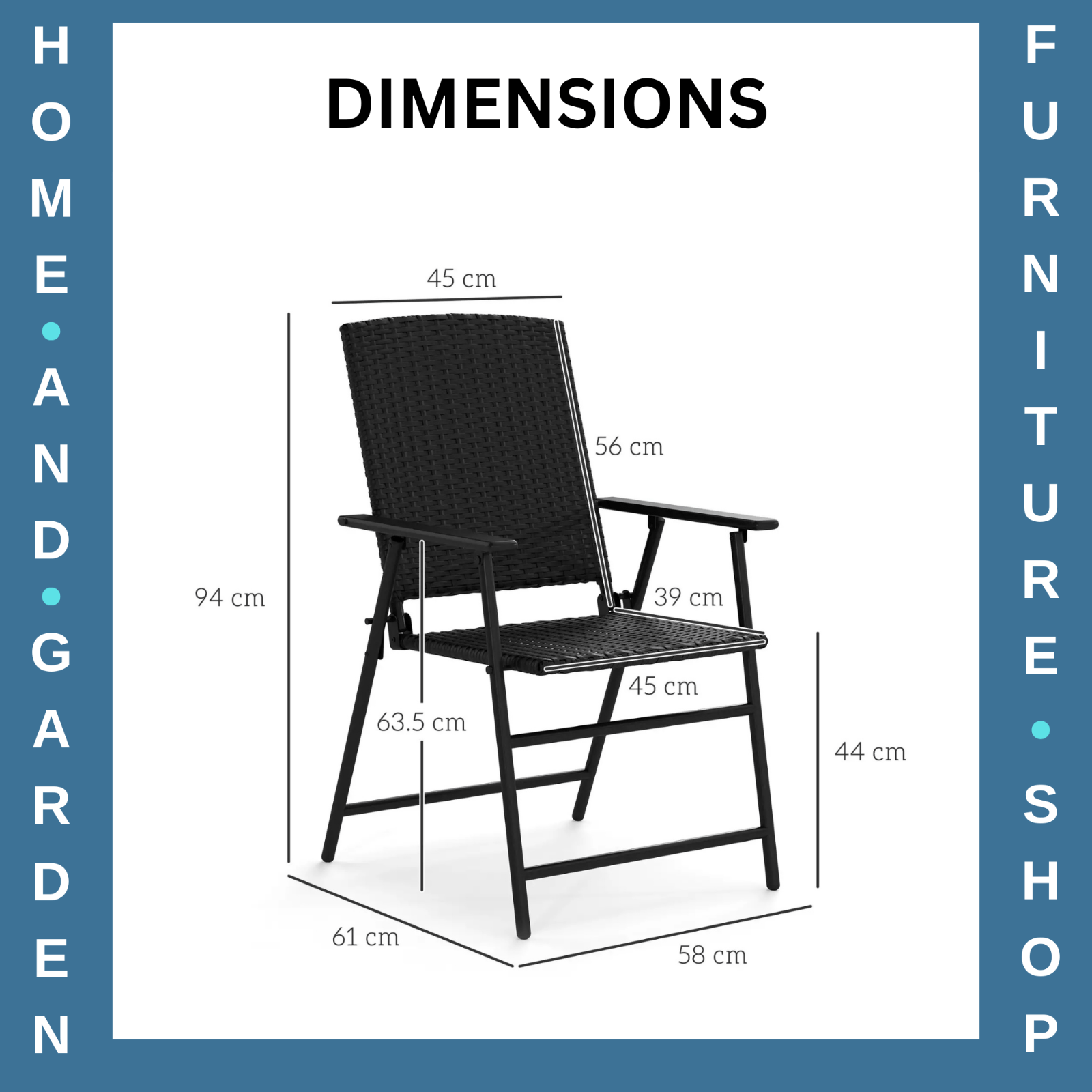 Set of 2 Foldable Rattan Garden Chairs with Armrests - Outdoor Patio Furniture - Home and Garden Furniture Shop - rustic - furniture
