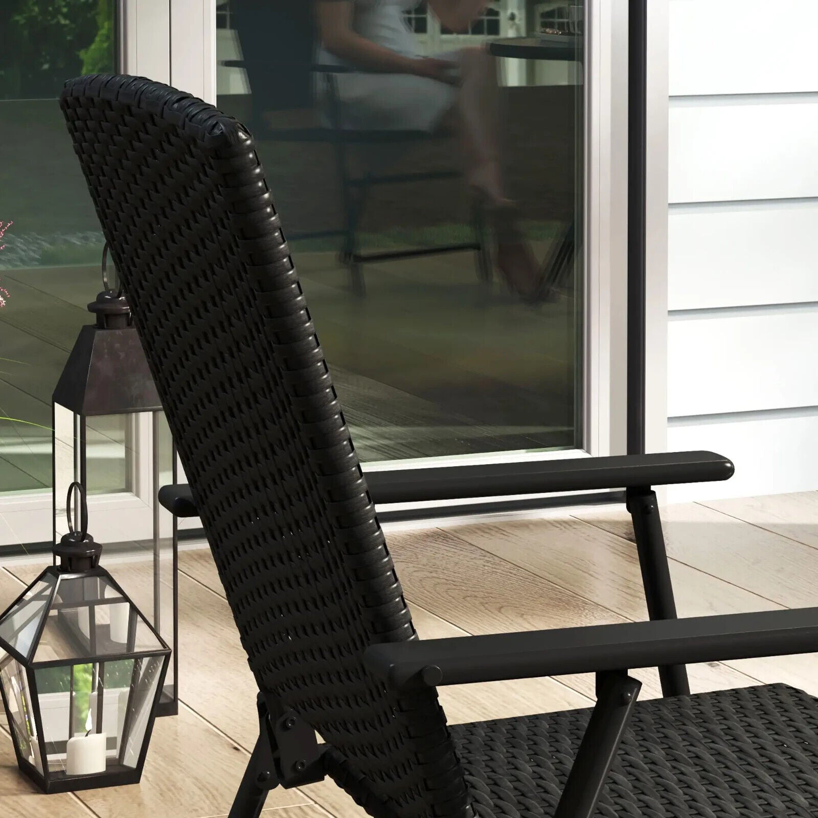 Set of 2 Foldable Rattan Garden Chairs with Armrests - Outdoor Patio Furniture - Home and Garden Furniture Shop - #rustic - furniture#