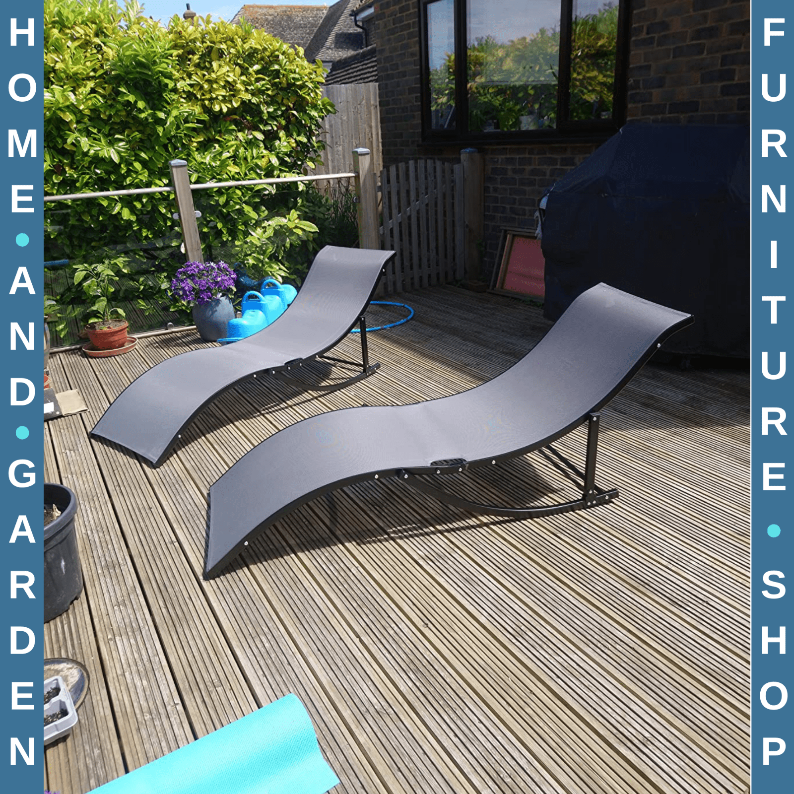 Set of 2 Foldable S - Shaped Sun Lounger – Outdoor Recliners for Patio, Dark Grey - Home and Garden Furniture Shop - rustic - furniture