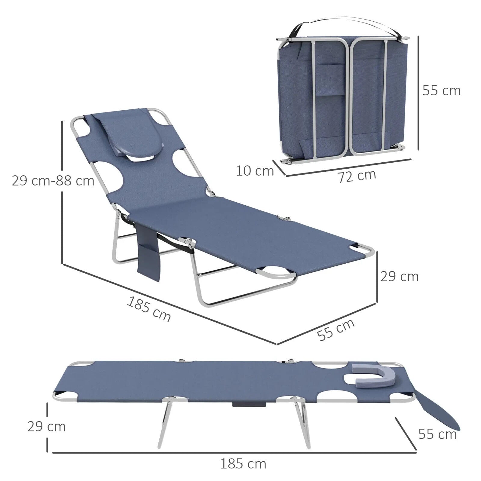 Set of 2 Foldable Sun Lounger Chairs w/ Reading Hole and 5 Level Adjustable Back - Home and Garden Furniture Shop - #rustic - furniture#