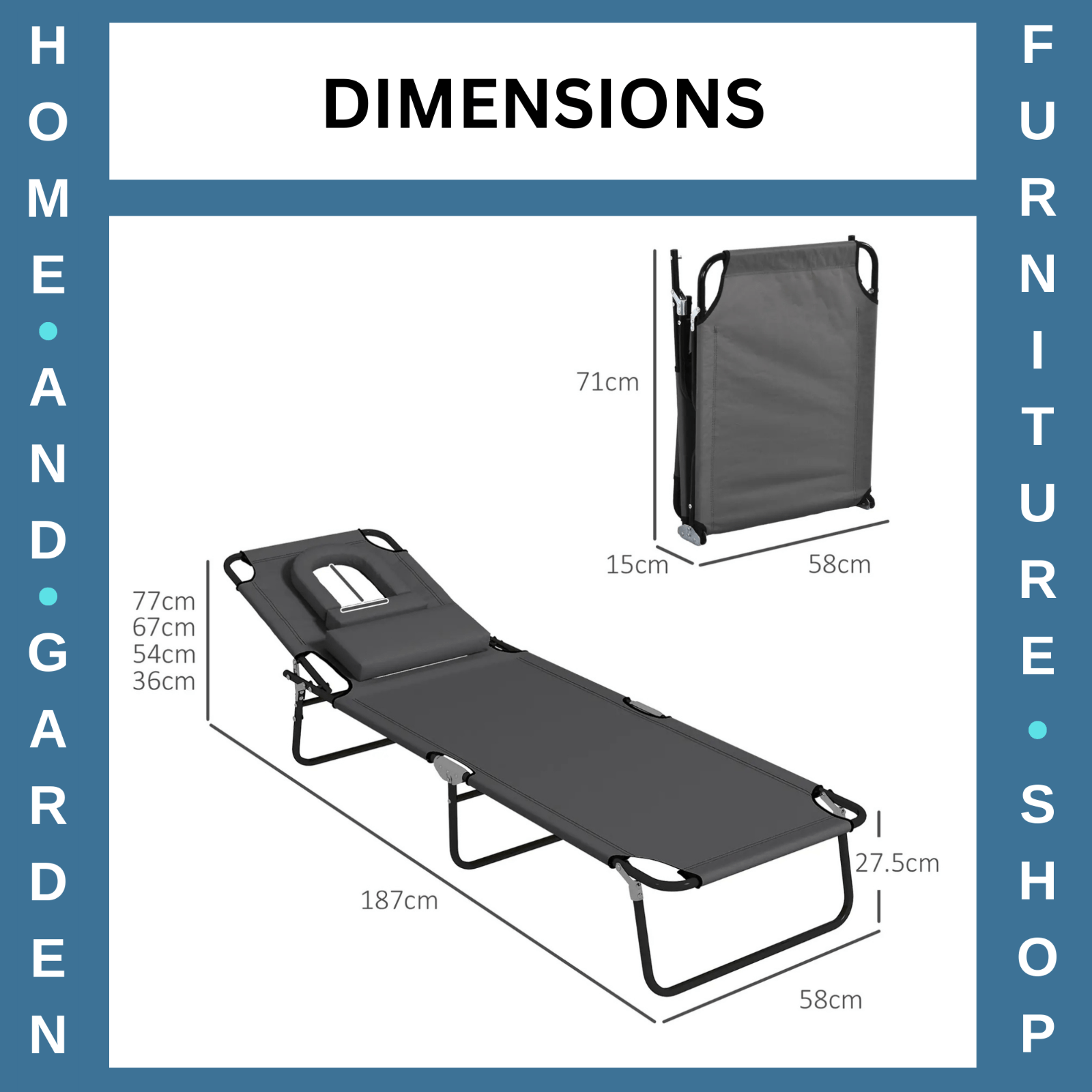 Set of 2 Foldable Sun Loungers w/ Pillow & 4 Level Reclining Adjustable Backrest - Home and Garden Furniture Shop - rustic - furniture
