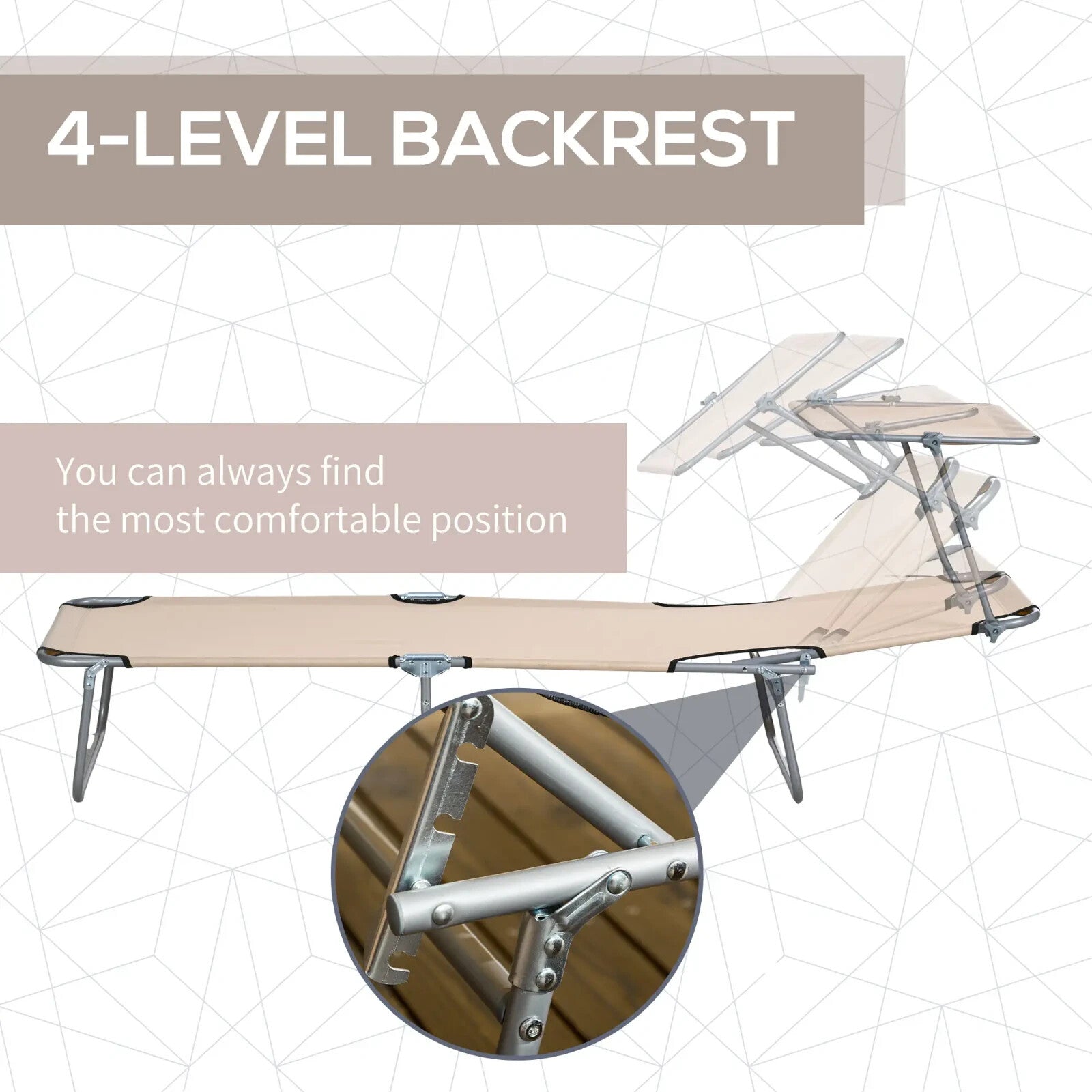 Set of 2 Foldable Sun Loungers with 4 Level Adjustable Backrest Reclining Chair - Home and Garden Furniture Shop - rustic - furniture