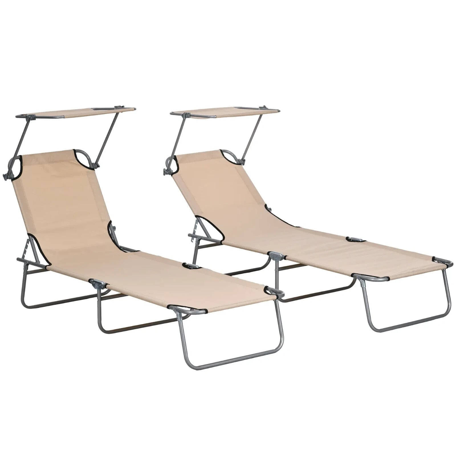 Set of 2 Foldable Sun Loungers with 4 Level Adjustable Backrest Reclining Chair - Home and Garden Furniture Shop - rustic - furniture