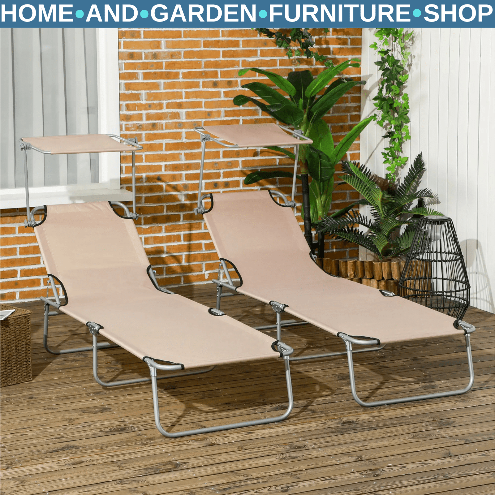 Set of 2 Foldable Sun Loungers with 4 Level Adjustable Backrest Reclining Chair - Home and Garden Furniture Shop - rustic - furniture