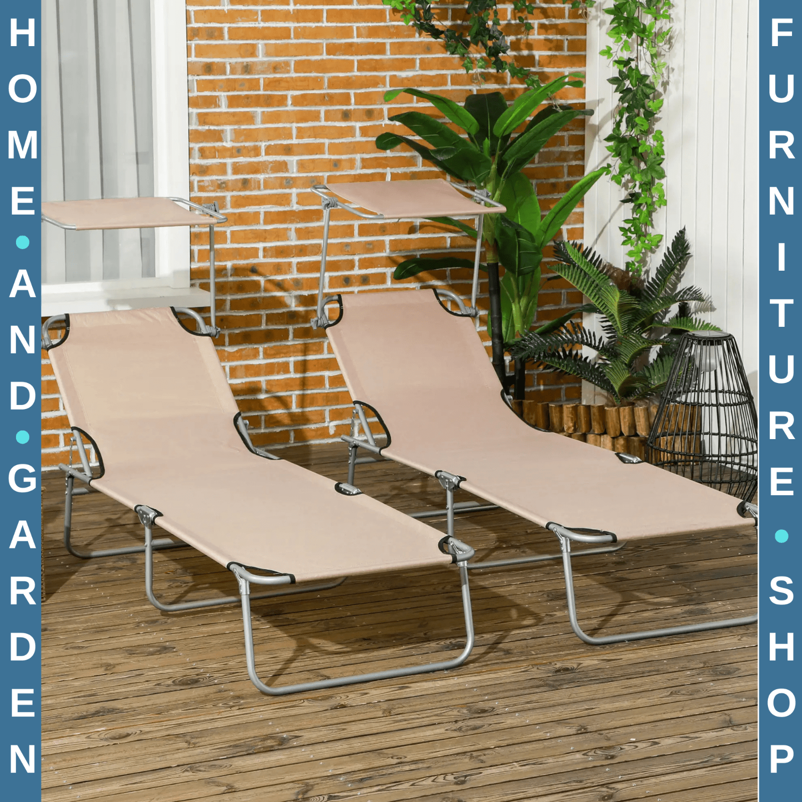 Set of 2 Foldable Sun Loungers with 4 Level Adjustable Backrest Reclining Chair - Home and Garden Furniture Shop - rustic - furniture
