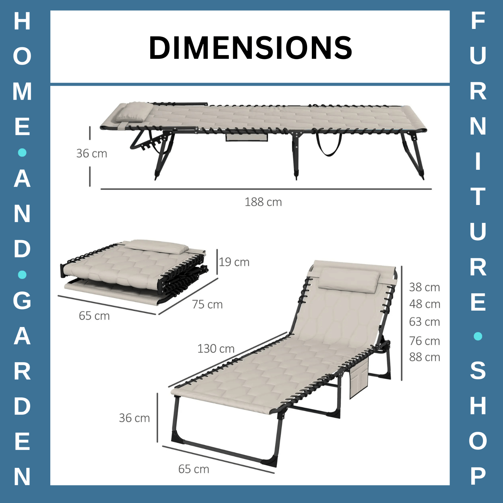 Set of 2 Foldable Sun Loungers with 5 - Position Reclining Back Garden Chair Beige - Home and Garden Furniture Shop - rustic - furniture