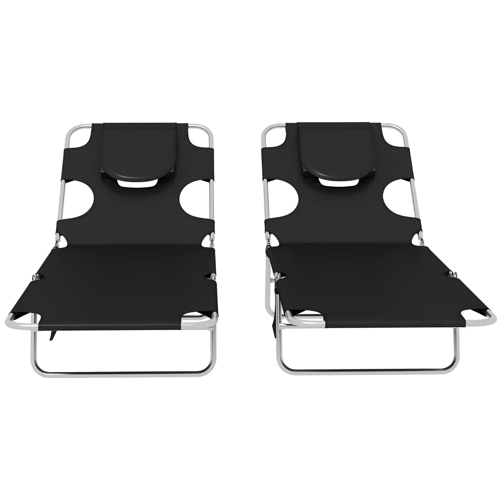 Set of 2 Foldable Sun Loungers with Face Hole Arm Slots and Adjustable Backrest - Home and Garden Furniture Shop - #rustic - furniture#