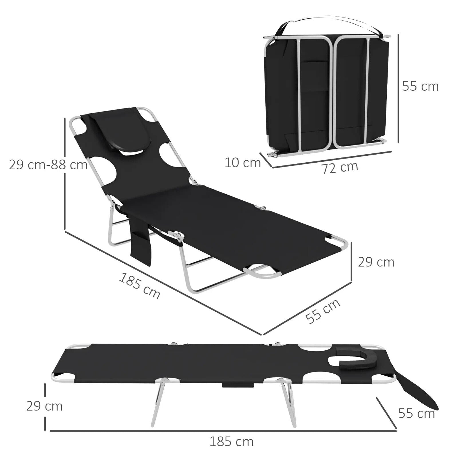 Set of 2 Foldable Sun Loungers with Face Hole Arm Slots and Adjustable Backrest - Home and Garden Furniture Shop - #rustic - furniture#