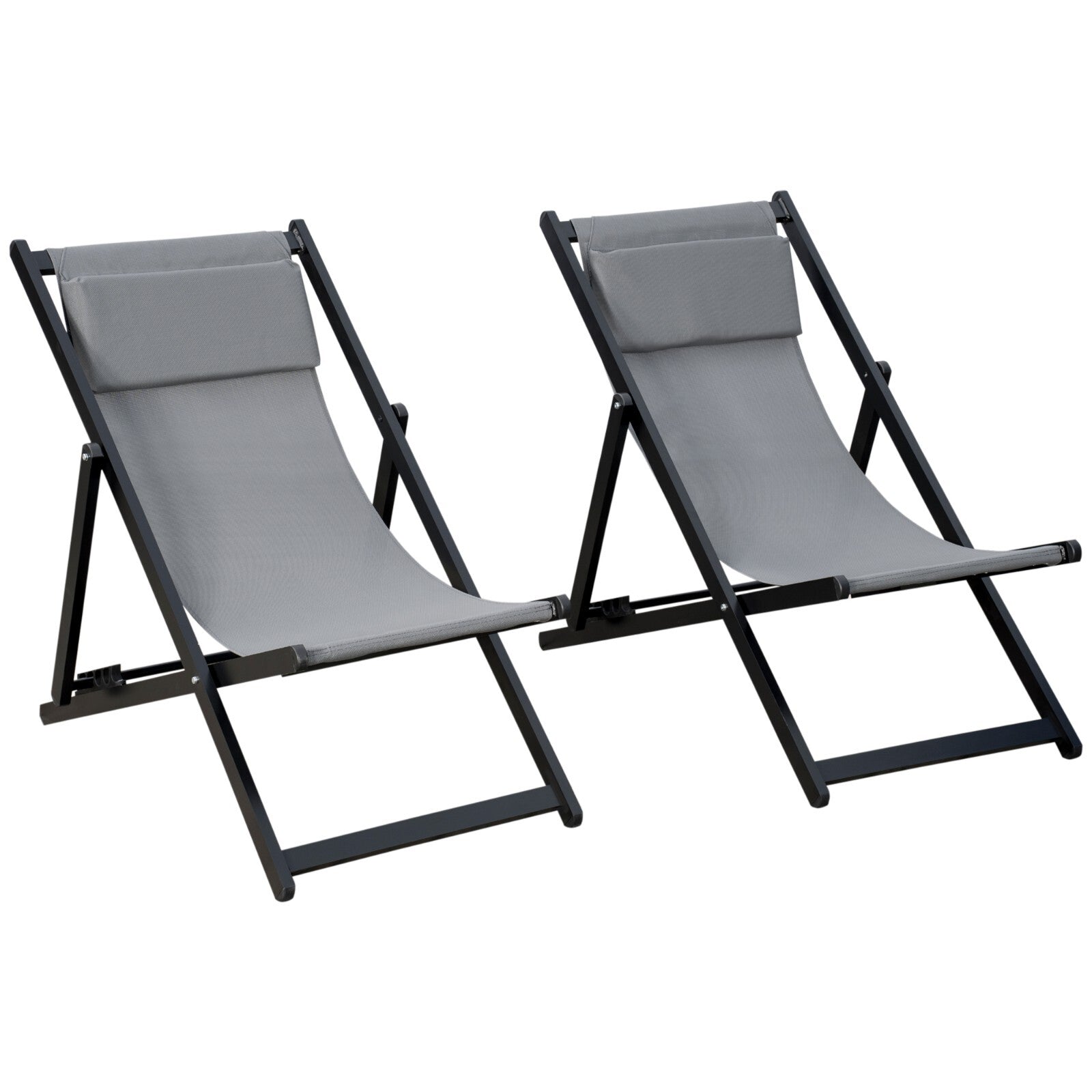 Set of 2 Folding Aluminium Deck Chairs Garden Patio Beach Lounger Outdoor Use - Home and Garden Furniture Shop - rustic - furniture