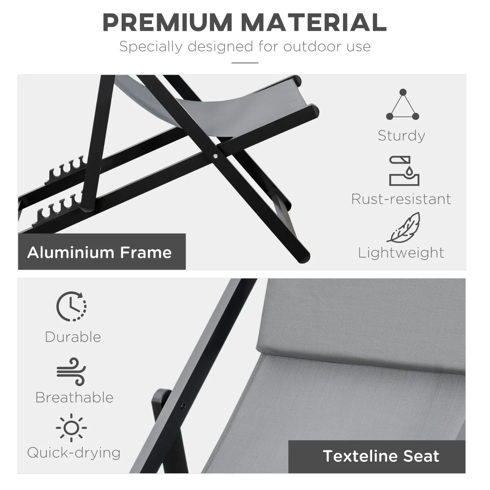 Set of 2 Folding Aluminium Deck Chairs Garden Patio Beach Lounger Outdoor Use - Home and Garden Furniture Shop - rustic - furniture