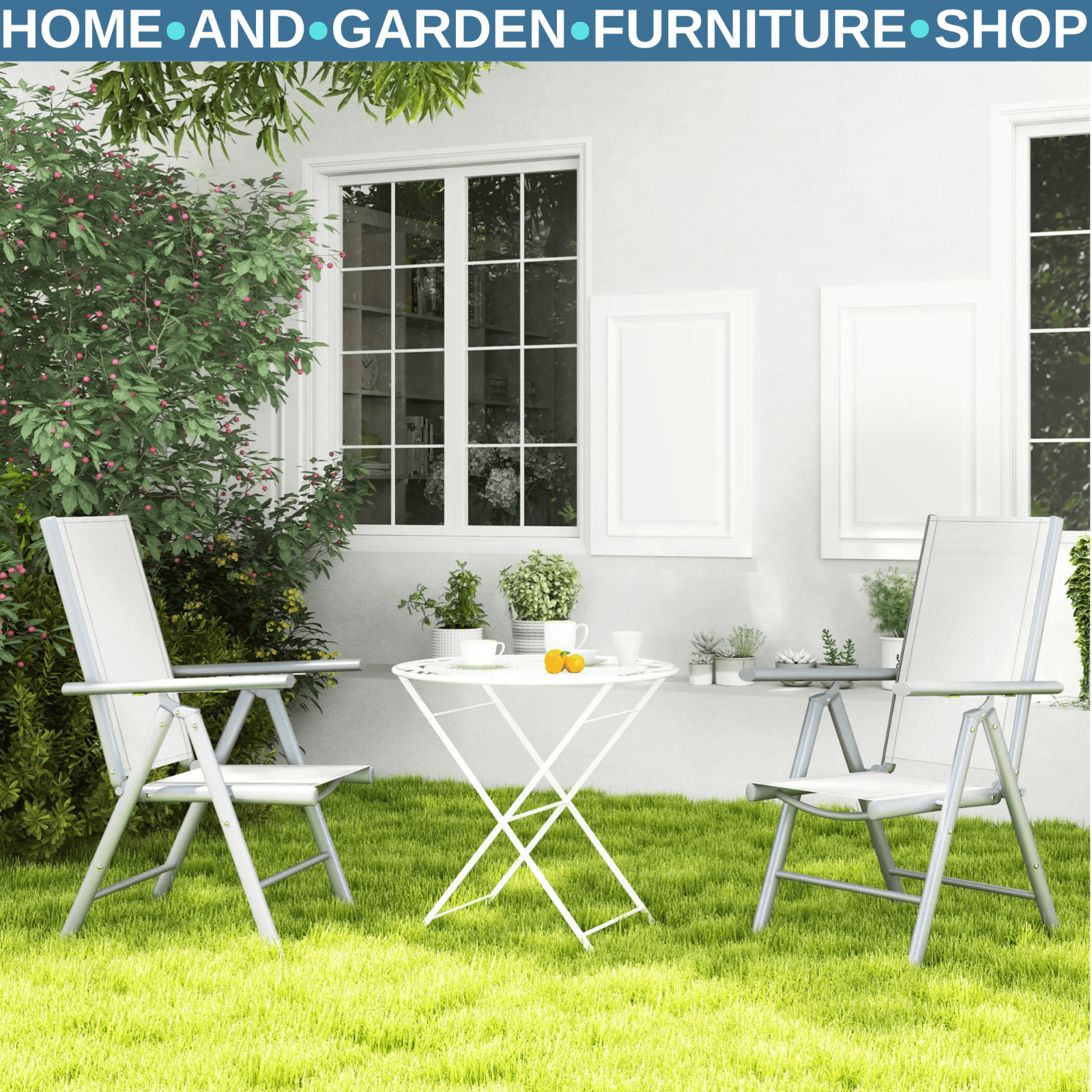 Set of 2 Folding Camping Chairs with Mesh Seat and Aluminium Frame for Garden - Home and Garden Furniture Shop - rustic - furniture