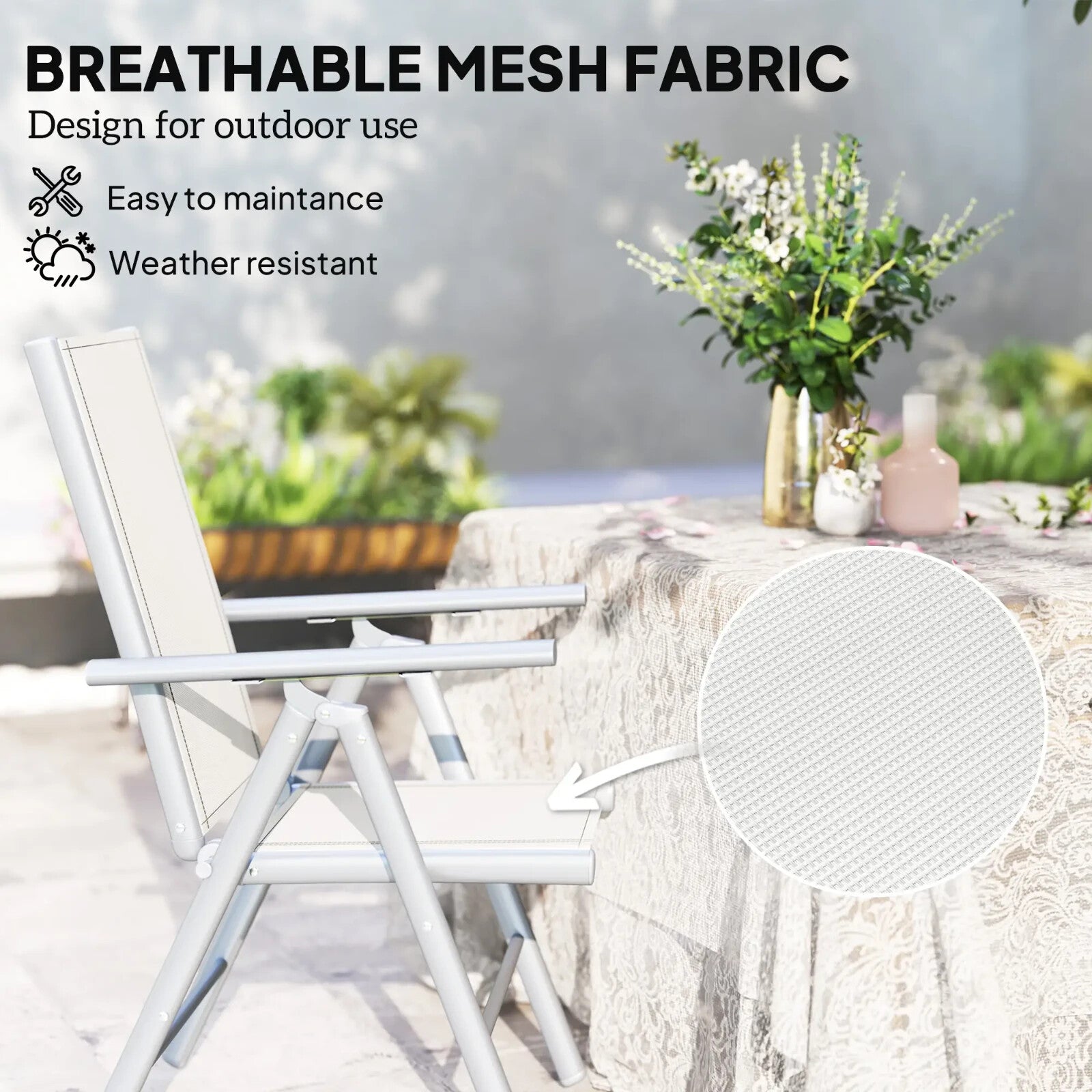 Set of 2 Folding Camping Chairs with Mesh Seat and Aluminium Frame for Garden - Home and Garden Furniture Shop - rustic - furniture