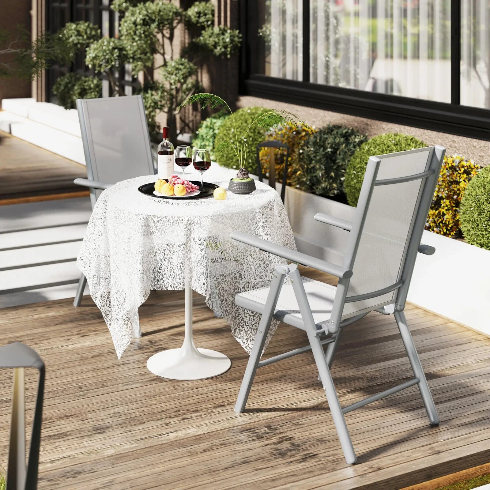 Set of 2 Folding Camping Chairs with Mesh Seat and Aluminium Frame for Garden - Home and Garden Furniture Shop - rustic - furniture