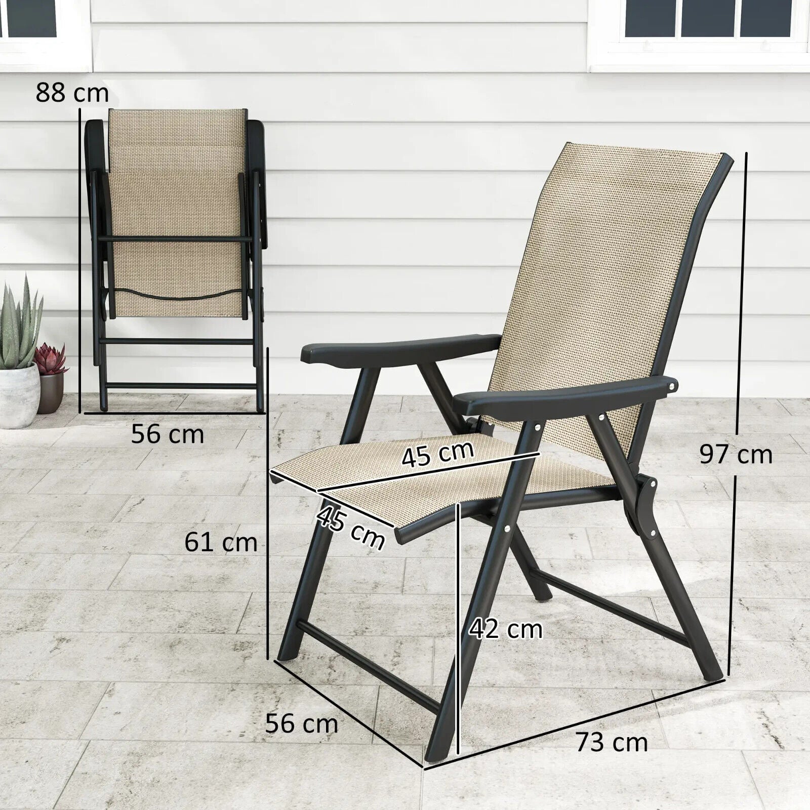 Set of 2 Folding Chairs with Breathable Mesh Fabric Seats Outdoor Garden Seating - Home and Garden Furniture Shop - #rustic - furniture#
