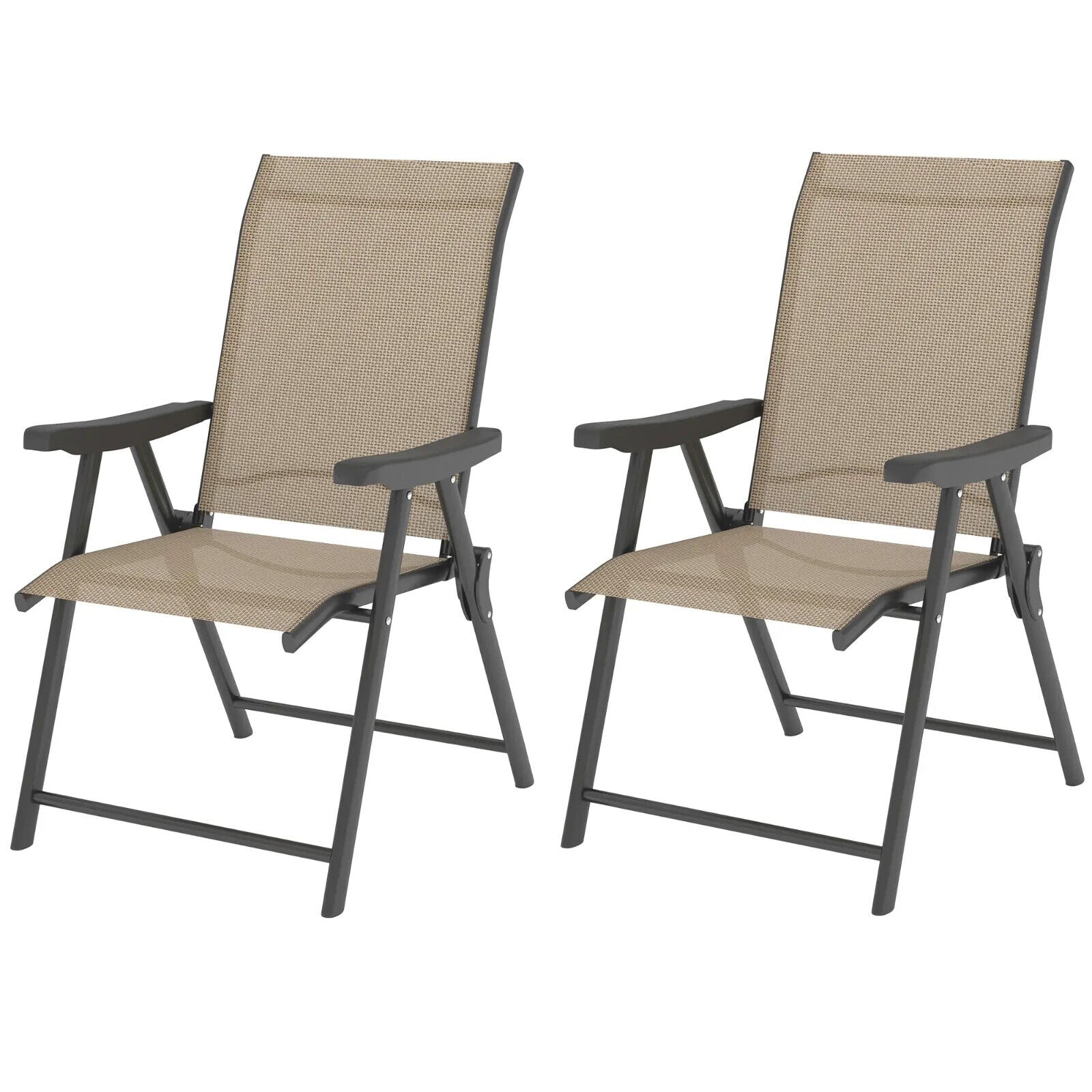 Set of 2 Folding Chairs with Breathable Mesh Fabric Seats Outdoor Garden Seating - Home and Garden Furniture Shop - #rustic - furniture#