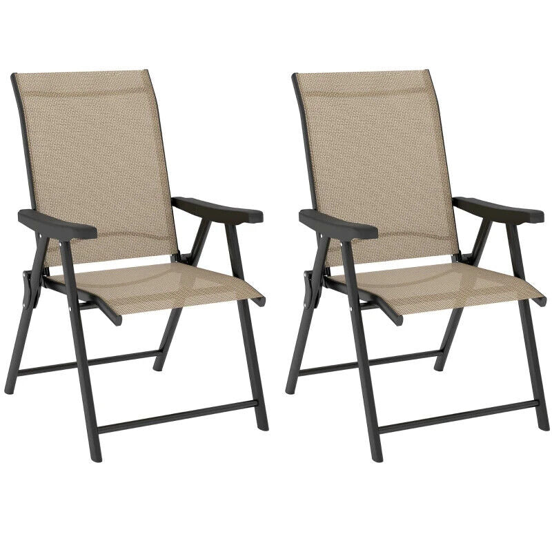 Set of 2 Folding Chairs with Breathable Mesh Fabric Seats Outdoor Garden Seating - Home and Garden Furniture Shop - #rustic - furniture#