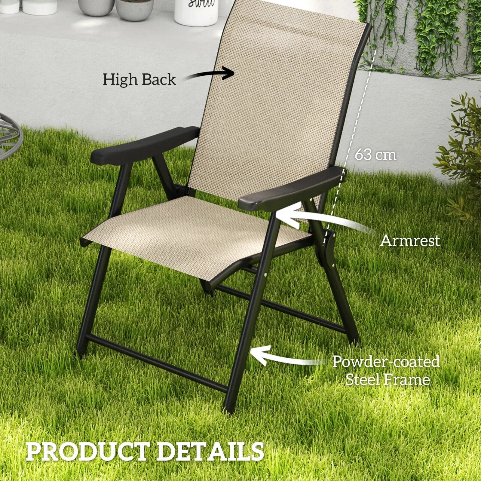 Set of 2 Folding Chairs with Breathable Mesh Fabric Seats Outdoor Garden Seating - Home and Garden Furniture Shop - #rustic - furniture#