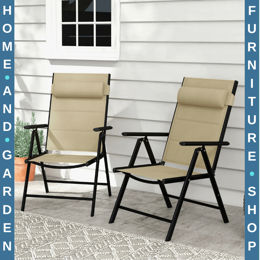 Set of 2 Folding Garden Chairs with Adjustable Back Aluminium Patio Mesh Seat - Home and Garden Furniture Shop - rustic - furniture