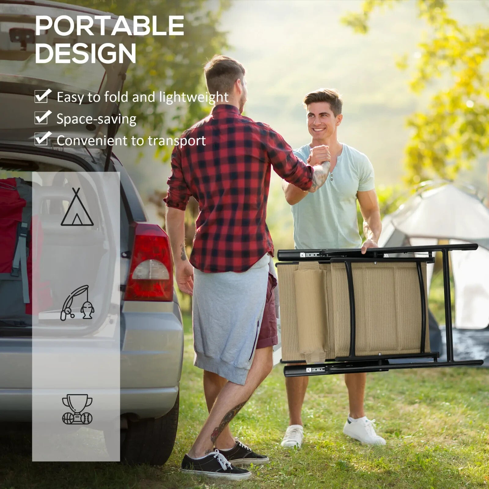 Set of 2 Folding Garden Chairs with Adjustable Back Aluminium Patio Mesh Seat - Home and Garden Furniture Shop - rustic - furniture