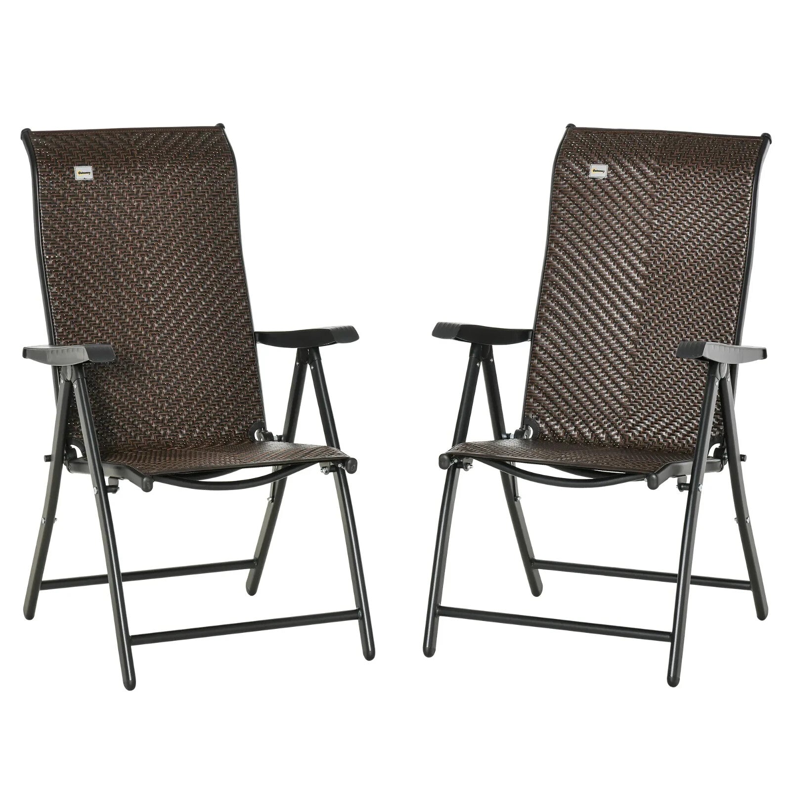 Set of 2 Folding Rattan Garden Chairs with Armrests Adjustable Reclining Seat - Home and Garden Furniture Shop - rustic - furniture