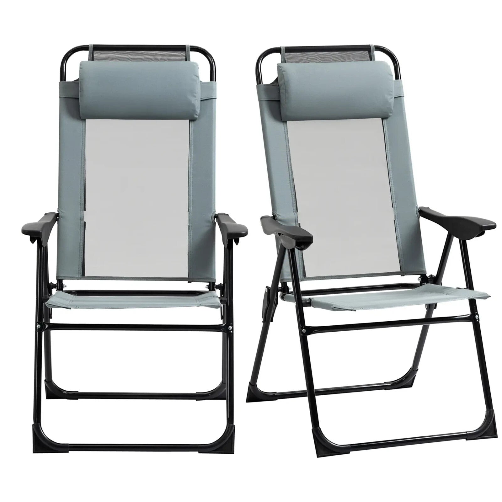 Set of 2 Folding Recliner Chairs with Adjustable Backrest for Outdoor Patio - Home and Garden Furniture Shop - rustic - furniture