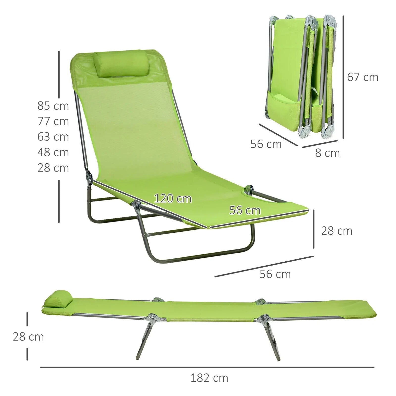 Set of 2 Folding Sun Lounger Day Beds with Pillow and Reclining Mesh Back Frame - Home and Garden Furniture Shop - rustic - furniture