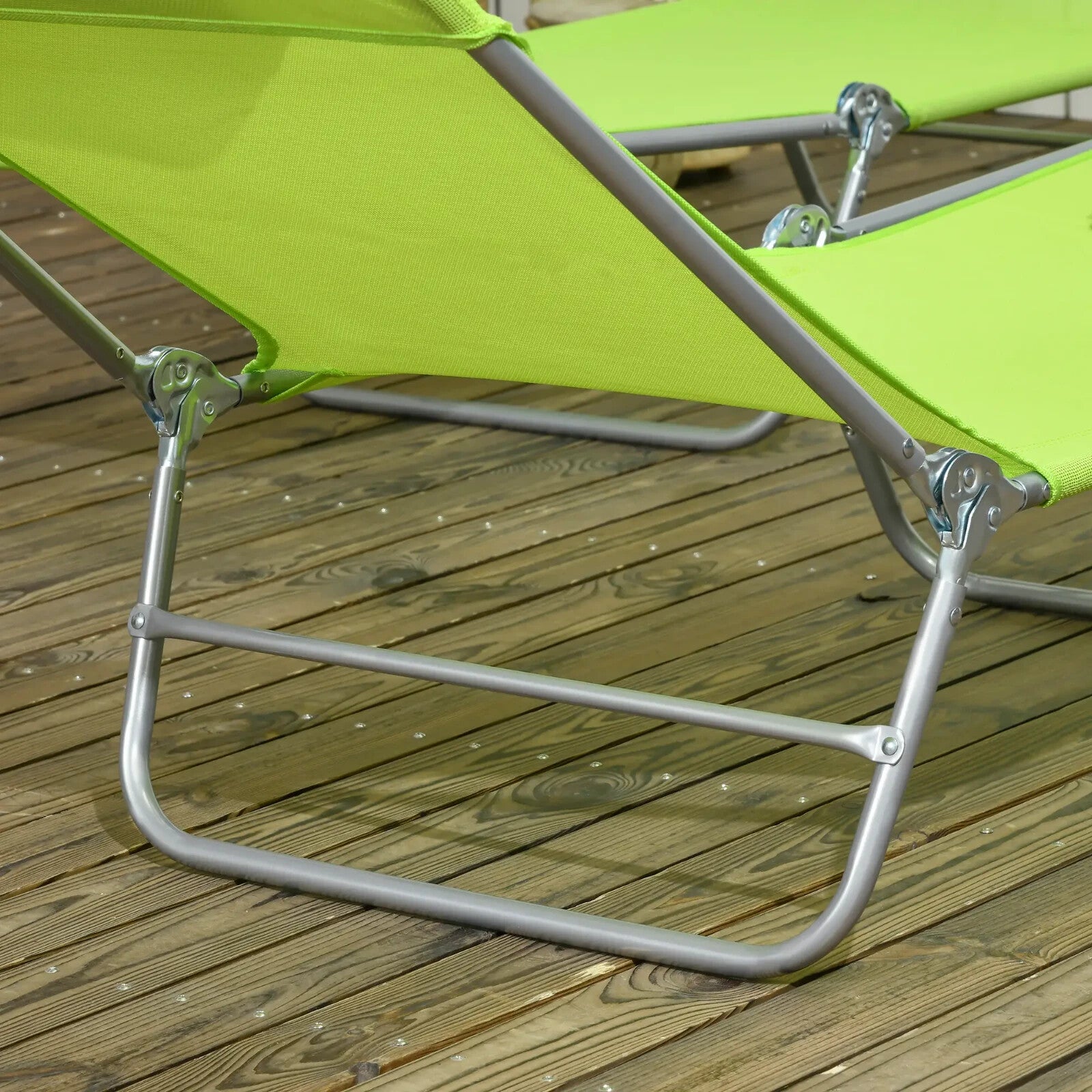 Set of 2 Folding Sun Lounger Day Beds with Pillow and Reclining Mesh Back Frame - Home and Garden Furniture Shop - rustic - furniture