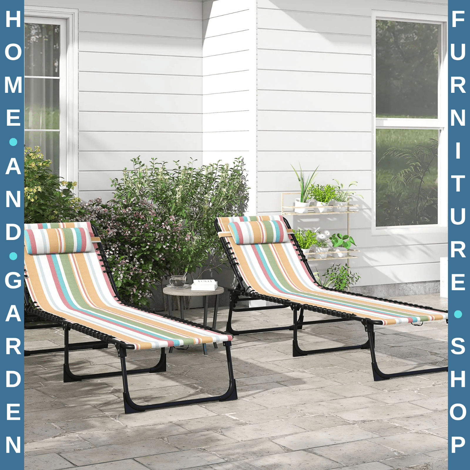 Set of 2 Folding Sun Lounger Garden Recliner Beach Chairwith Four - Position Backs - Home and Garden Furniture Shop - rustic - furniture