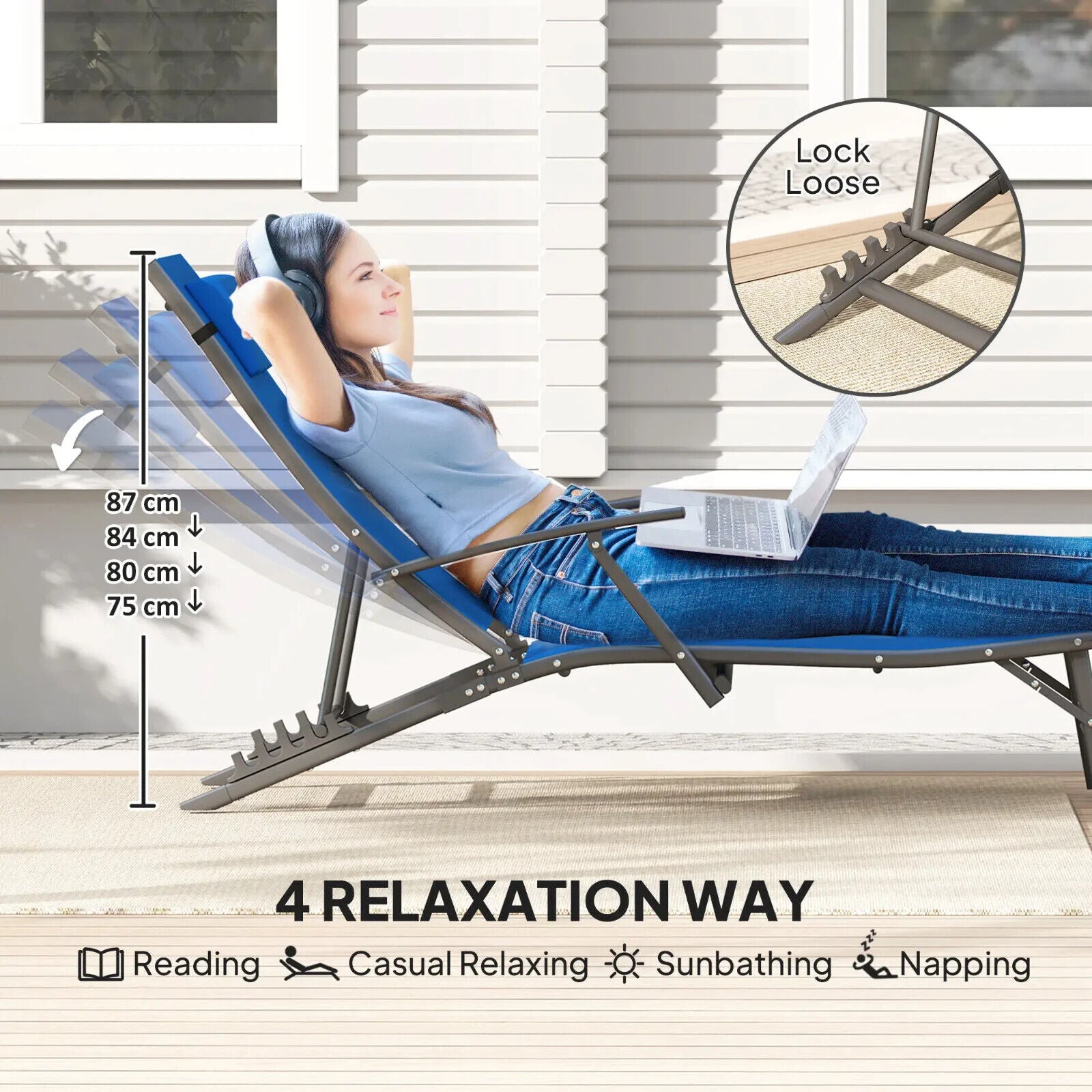 Set of 2 Folding Sun Loungers Outdoor Recliner Chairs with Armrests & 4 Position - Home and Garden Furniture Shop - #rustic - furniture#