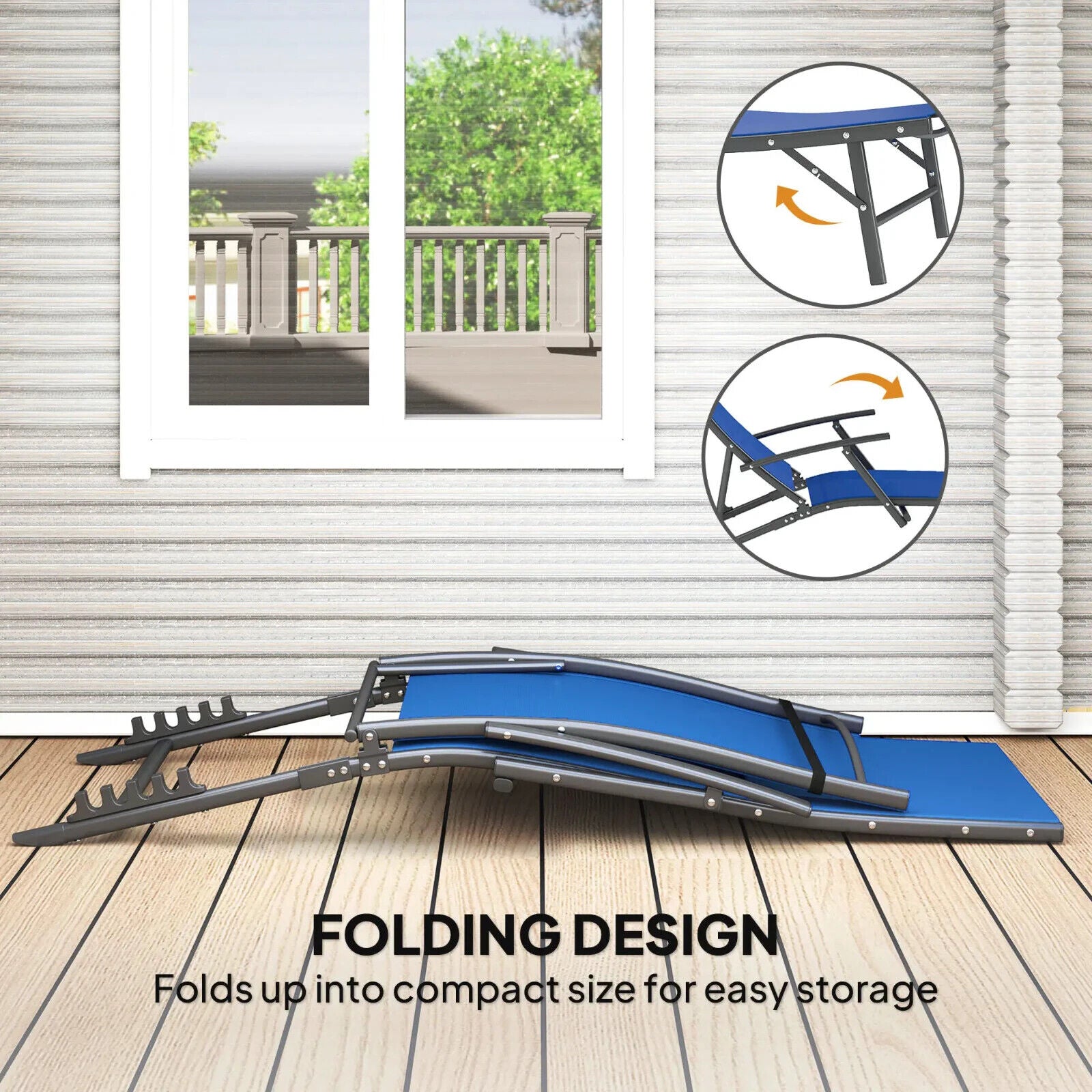 Set of 2 Folding Sun Loungers Outdoor Recliner Chairs with Armrests & 4 Position - Home and Garden Furniture Shop - #rustic - furniture#