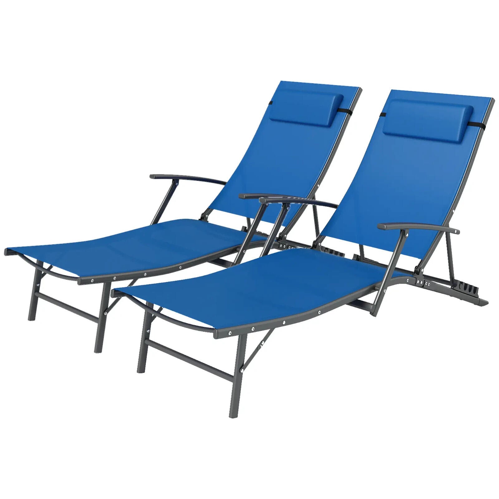 Set of 2 Folding Sun Loungers Outdoor Recliner Chairs with Armrests & 4 Position - Home and Garden Furniture Shop - #rustic - furniture#