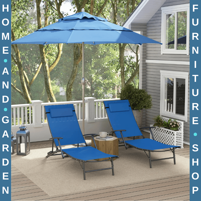 Set of 2 Folding Sun Loungers Outdoor Recliner Chairs with Armrests & 4 Position - Home and Garden Furniture Shop - #rustic - furniture#