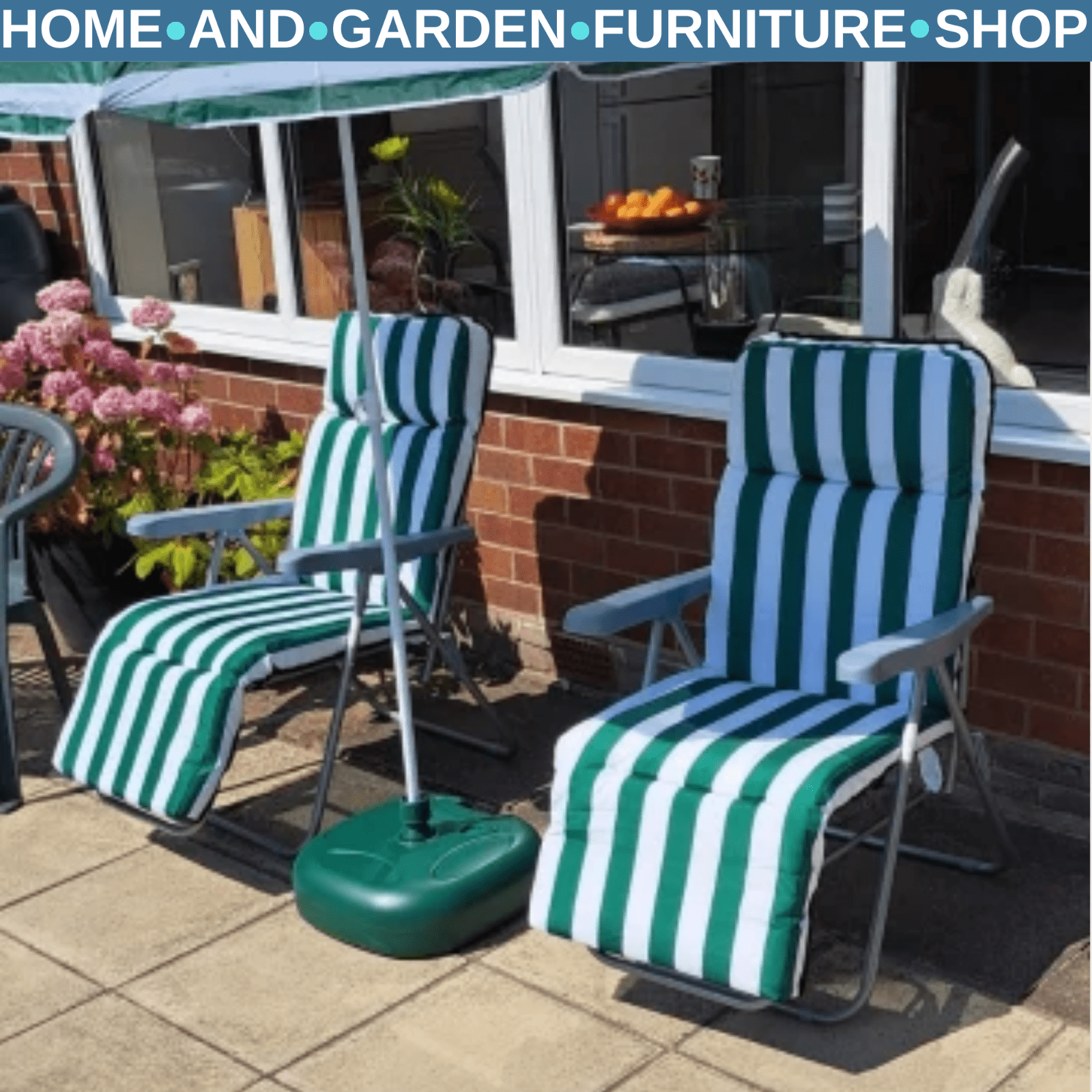 Set of 2 Folding Sun Loungers Reclining Garden Chairs w/ Cushions Outdoor Patio - Home and Garden Furniture Shop - rustic - furniture