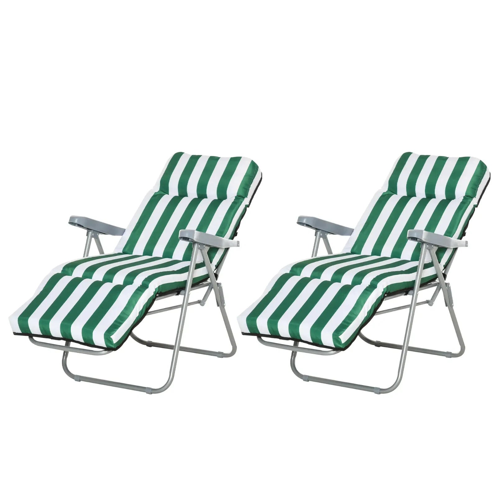 Set of 2 Folding Sun Loungers Reclining Garden Chairs w/ Cushions Outdoor Patio - Home and Garden Furniture Shop - rustic - furniture