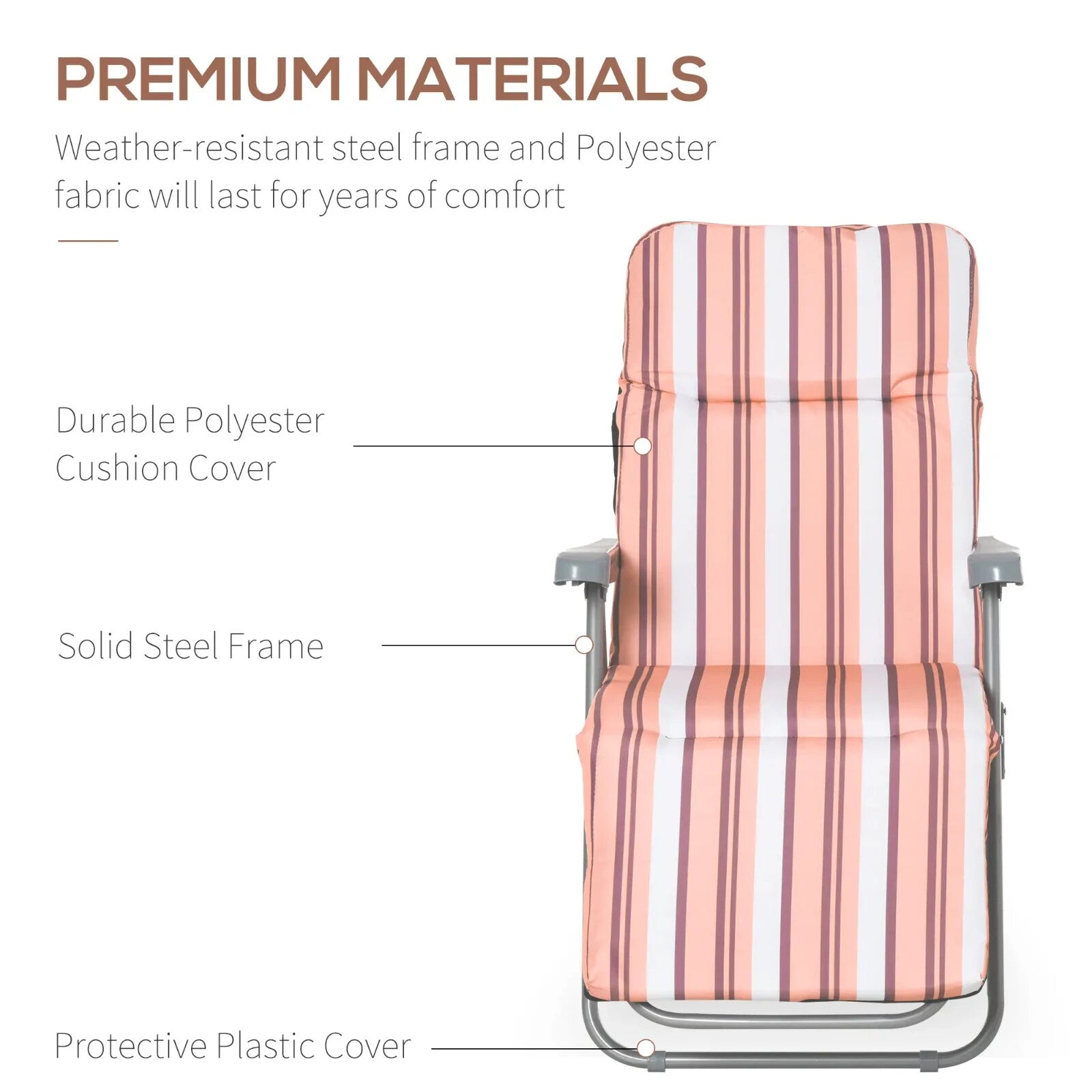 Set of 2 Folding Sun Loungers w/ Cushions Orange Stripe Garden Reclining Chairs - Home and Garden Furniture Shop - rustic - furniture