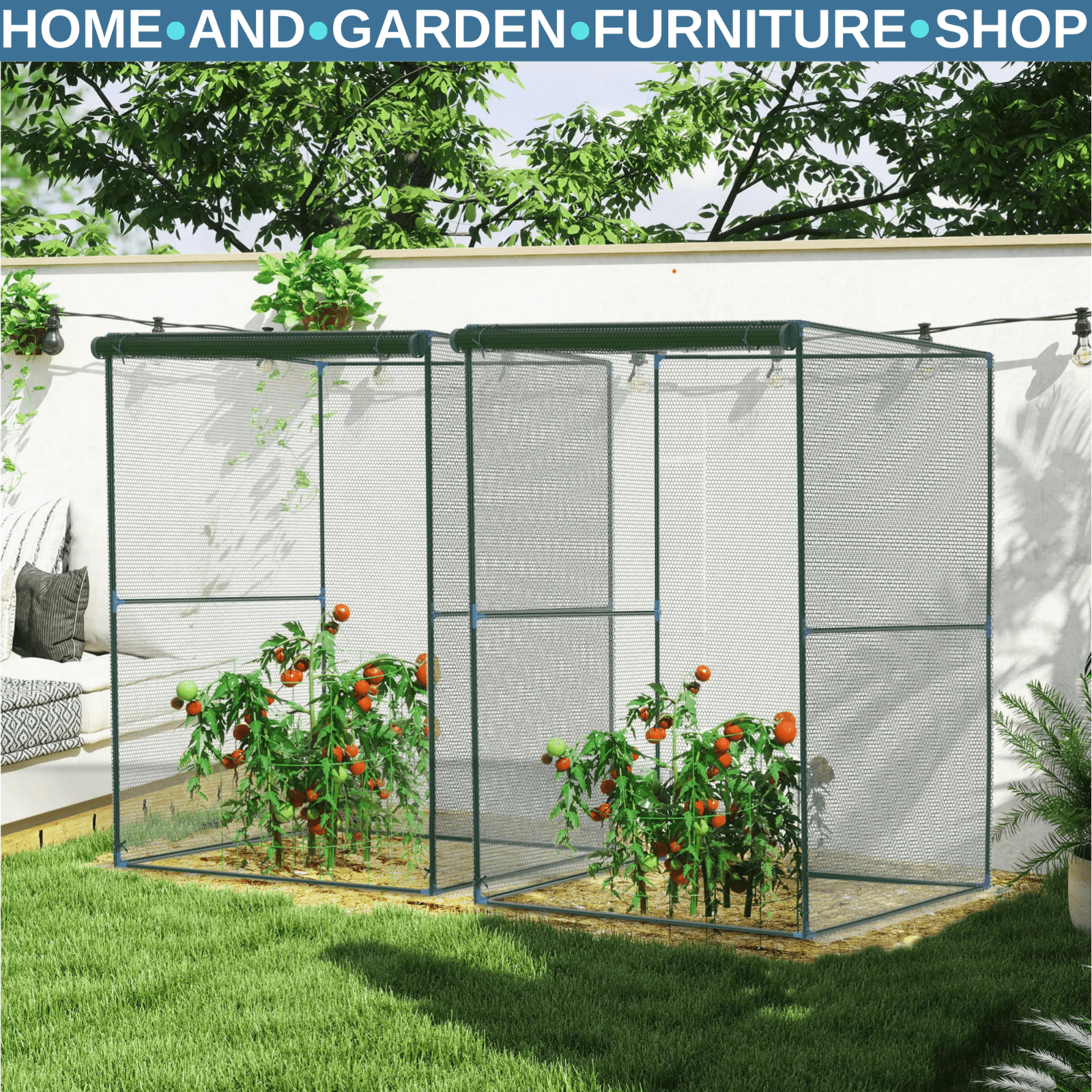 Set of 2 Fruit Cage Plant Protection Tent w/ Zipped Door Bird Netting for Garden - Home and Garden Furniture Shop - rustic - furniture