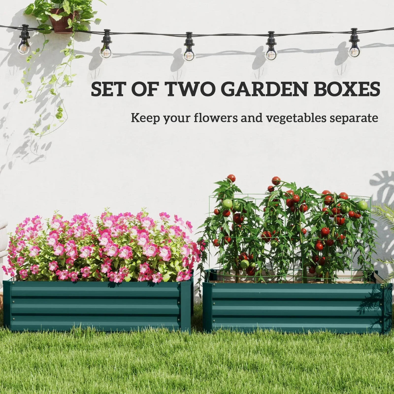Set of 2 Galvanised Steel Garden Planters 60 x 100cm Outdoor Raised Bed Boxes - Home and Garden Furniture Shop - rustic - furniture